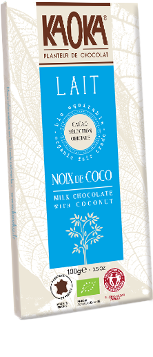 Chocolat au lait noix de coco bio équitable KAOKA