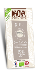 Chocolat noir 70% cacao bio équitable KAOKA
