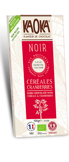 Chocolat Noir céréales cranberries équitable 